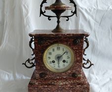 Ornate Antique rose Marble Mantel Clock circa 1900s Working Beautiful