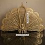 Vintage Solid Brass Folding Fireplace Fan Guard / Hearth Screen Image 3