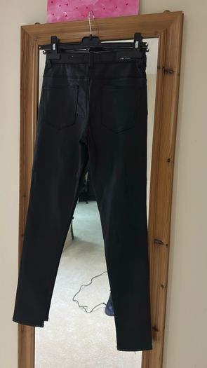 Mango Kids Black Coated Faux Leather Look Jeans - Size XS / Teen