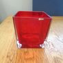 Red Glass 5" Cube Vase for Sale Image 4
