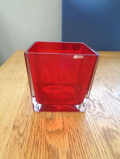 Red Glass 5" Cube Vase for Sale