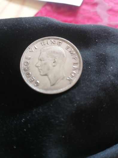 1942 New Zealand Silver One Florin Coin