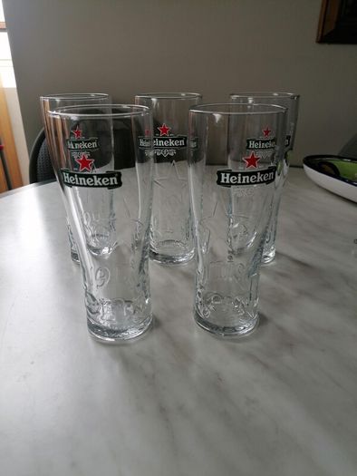5 x Heineken Beer Glasses