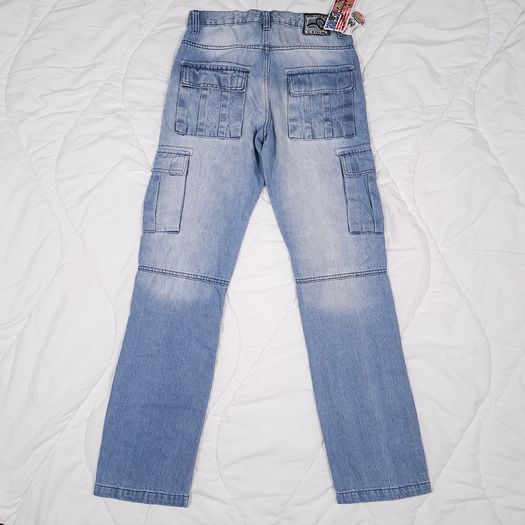 Peviani Blue Light Wash Moto Style Cargo Denim Jeans W30 L33
