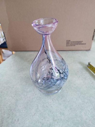 Striking, unusual and beautiful, small hand blown JER POINT vase
