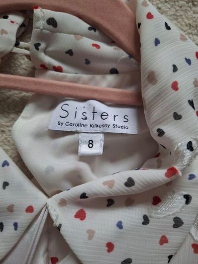 Sisters by Caroline Kilkenny  Cream & Teal Heart Print Dress