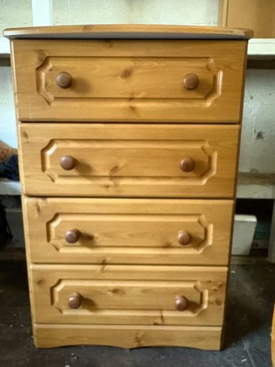 Solid Light Pine 4-Drawer Chest of Drawers