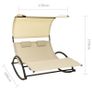 Double Sun Lounger with Canopy Textilene Cream Image 2