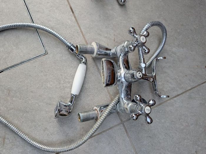Victorian Style bath shower mixer taps and matching sink taps