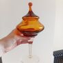 Vintage Italian Empoli Amber Glass Lidded Candy Dish / Apothecary Jar, dating to the 1960s or 1970s Image 2