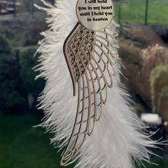 Memorial Angel Wing.  I will Hold You in My Heart Till I Hold You in Heaven. Hand made Free Postage