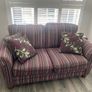 Quality Grey stripped Sofa with matching arm covers and cushions Image 5