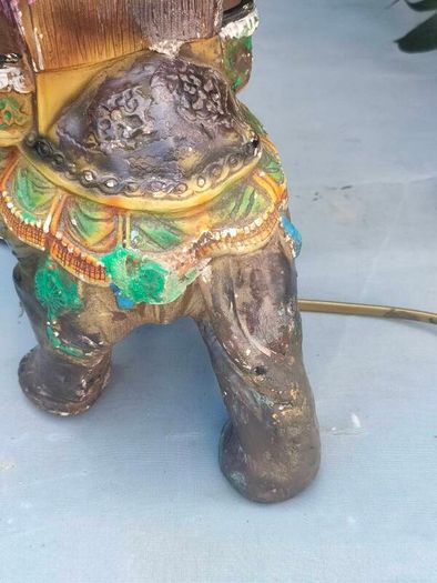 Early 20th Century Hindu Elephant plaster lamp