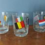 Fabulous Rare Set of Three Boyne Valley Honey EU Flags Glasses:  Belgium/Italy, Spain/Ireland and Luxembourg/United Kingdom Image 2