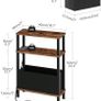 Slim Side Table with Charging Station, 3-Tier Narrow Side Table with Drawer, Skinny Bedside Table, End Table for Small Spaces, for Bedroom Image 2