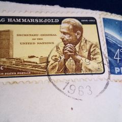 USA Stamps 1963. Hammarskjold, Project Mercury, Atomic Energy Act.