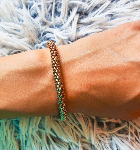 Rose gold beaded stretchy bracelet