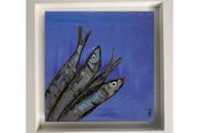Framed Original Abstract Painting Sardines Art Contemporary Art Painting  Original Gift