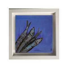 Framed Original Abstract Painting Sardines Art Contemporary Art Painting  Original Gift