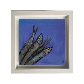 Framed Original Abstract Painting Sardines Art Contemporary Art Painting  Original Gift