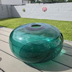 Extra Large Bulbous Green Glass Vase