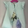 Ted Baker Baby girls mint/aqua T-shirt with bow & floral detail at back Sz 18-24 mths EUC Image 2