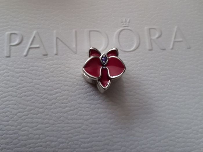 New genuine pandora pink orchid charm