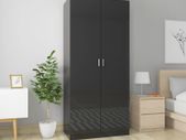 Wardrobe High Gloss Black 90x52x200 cm Chipboard