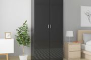 Wardrobe High Gloss Black 90x52x200 cm Chipboard