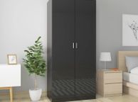main image for ad Wardrobe High Gloss Black 90x52x200 cm Chipboard