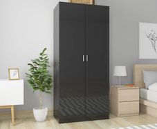 Wardrobe High Gloss Black 90x52x200 cm Chipboard