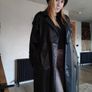 womans black faux leather trench coat Image 5
