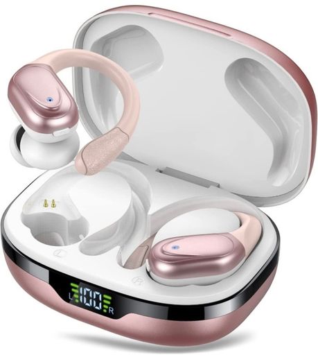 Wireless Earbuds, Bluetooth 5.3 Headphones Wireless Headphones, 60Hrs Playback Dual LED Display, Hifi Stereo HD Mic, In-Ear IP7 Waterproof Earphones with Earhooks, USB-C, for Sports (FREE POSTAGE)