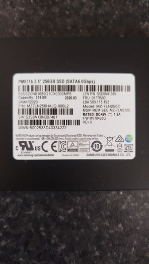 Samsung Pm871b 256gb 2.5 Inch Sata Ssd