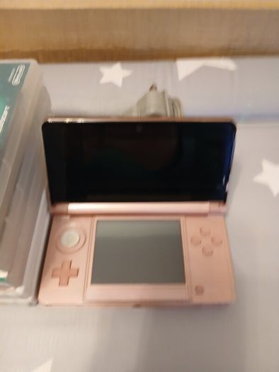 Nintendo 3DS Pearl Pink Console Bundle + Charger, Travel Case & 6 Classic Games!