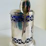 Vintage Queen Anne Silver Plated Coffee Pot Coffee Server Blue Glass Insert Image 2