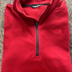 North Face Red Half Zip Fleece