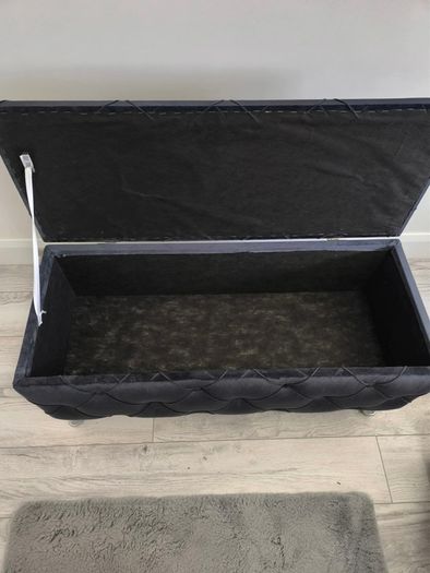 Luxury Charcoal Grey Velvet Storage Ottoman / Blanket Box