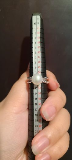 [Size 58] Perlaviva Genuine Freshwater Pearls in Rhodium-Plated 925 Silver Ring