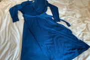 Stunning H&amp;M royal Blue wrap style dress with tie waist long sleeve