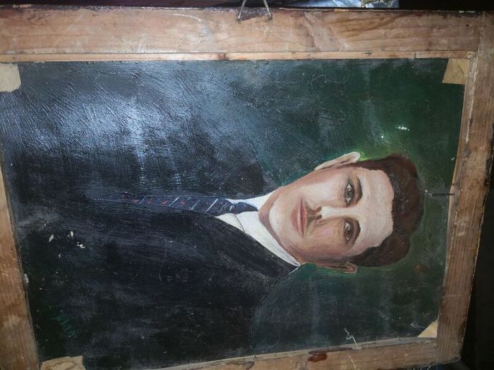 2 sided antique oil painting