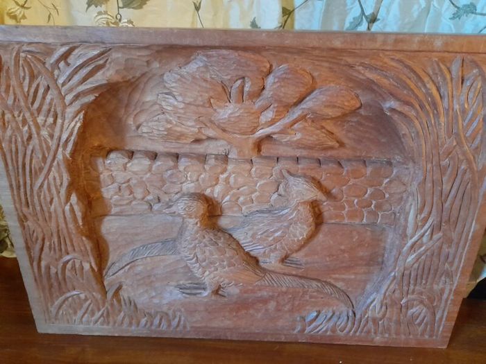 Vintage Carved Pheasants in Teak