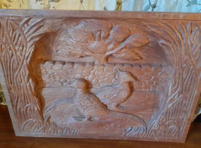 Vintage Carved Pheasants in Teak