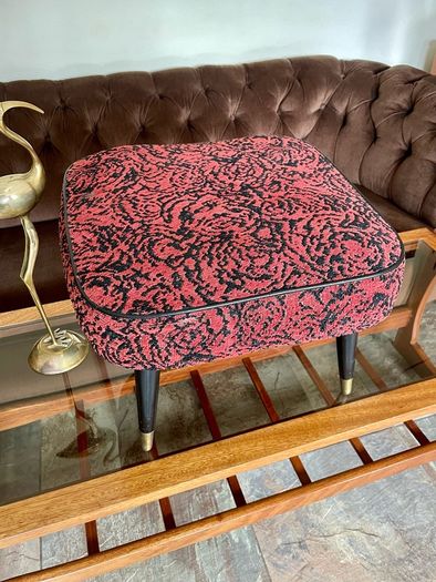 Vintage Rare Mid Century Sherborne Style Footstool with Atomic Legs 1960s