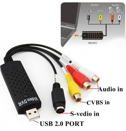 NEW VHS to DVD Converter adapter USB 2.0 to 3 RCA Video TV DVD VHS Capture Phone