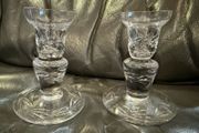 Pair of beautiful  cut glass crystal candlesticks candleholders