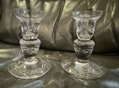Pair of beautiful  cut glass crystal candlesticks candleholders