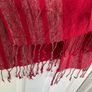 vintage red shawl featuring a woven jacquard pattern Image 4