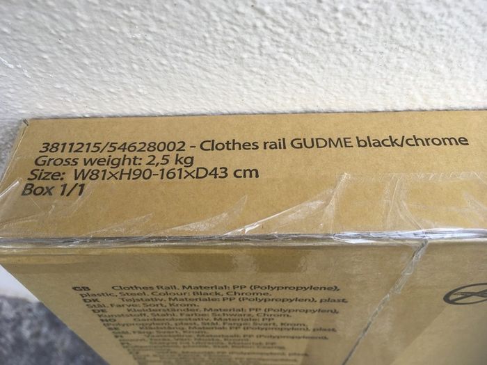 Brand new in Box, Clothes Rail with wire base storage Black/Chrome