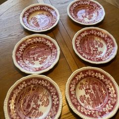 Spode Pink Tower Soup plates